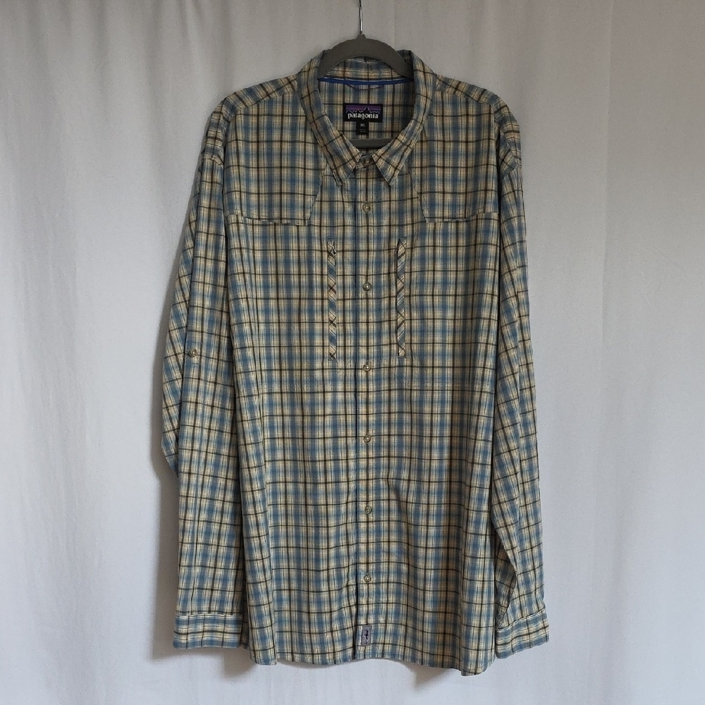 Patagonia Blue & Yellow Check Mens Shirt.  Size XXL